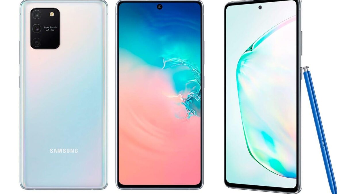 Задняя часть Samsung Galaxy Note10 Lite с камерой и логотипом