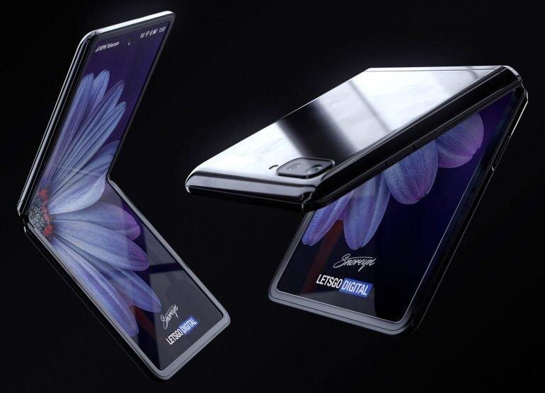 Складной смартфон Samsung Galaxy Z Flip в раскрытом и закрытом виде