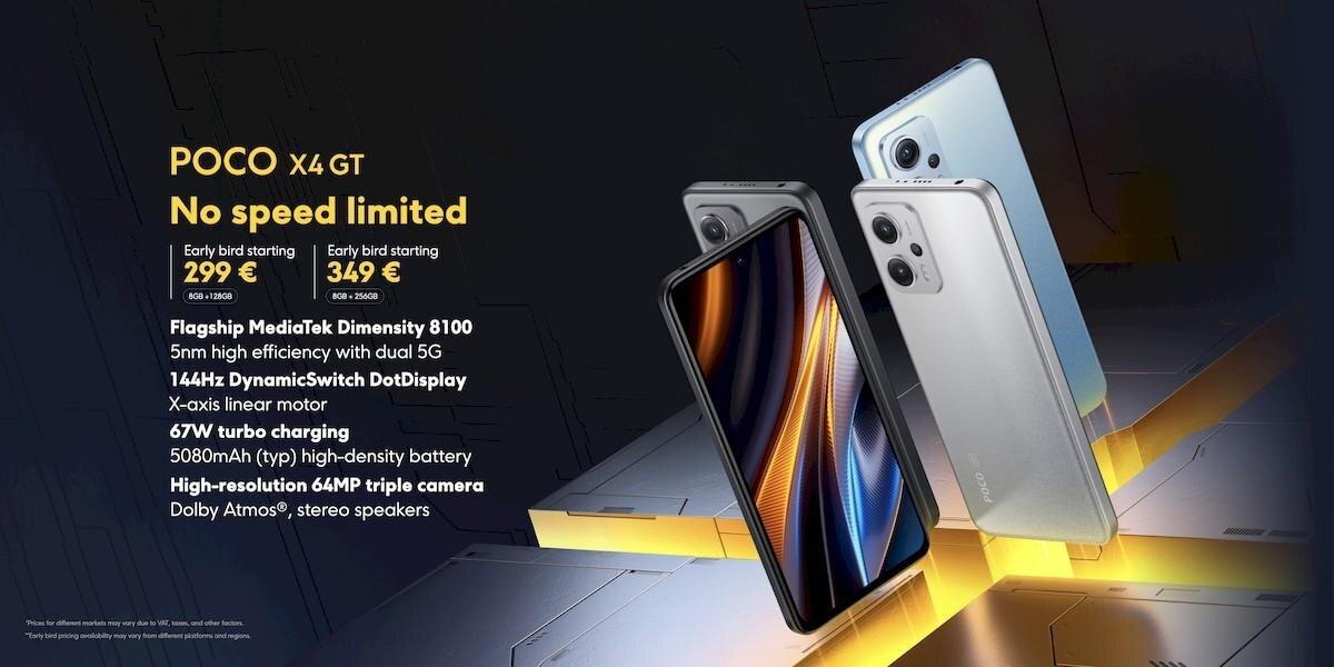 Poco X4 GT получит Dimensity 8100, а Poco F4 — SD870