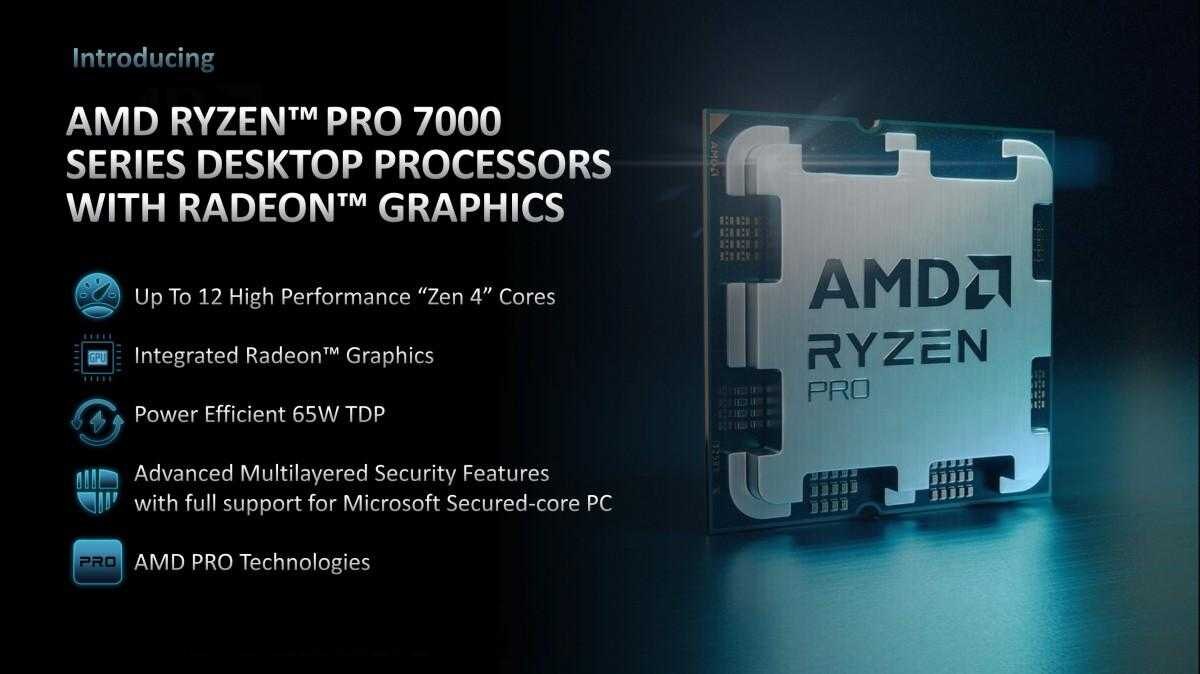 Анонсированы процессоры AMD Ryzen серии PRO 7000 для бизнес-ПК и ноутбуков