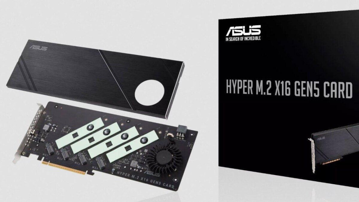 Asus представила карту Hyper M.2 x16 Gen5 для установки четырех SSD