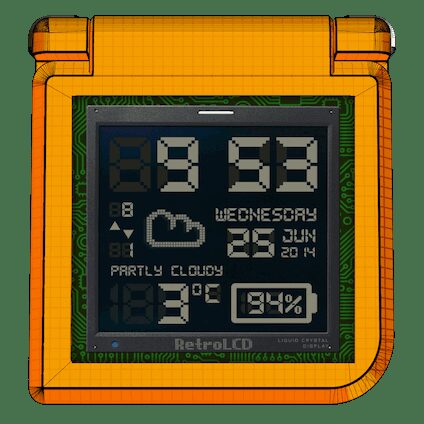 Цветные электронные часы Retro Watch с дисплеем, отображающие время дата и процент заряда батареи