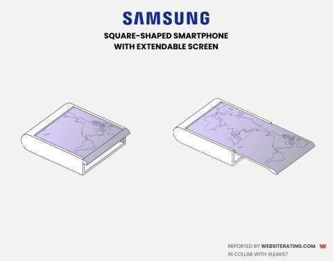 План Samsung с выдвижным экраном, показан под углом