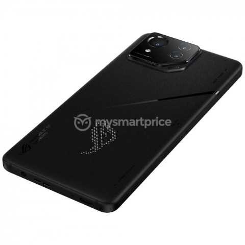 Черный смартфон ASUS ROG Phone 8 Pro с крупной камерой и дисплеем на задней панели