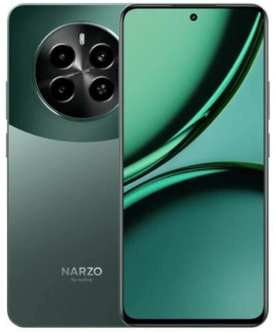 Задняя панель смартфона Narzo 70 с четырьмя камерами и фронтальным дисплеем