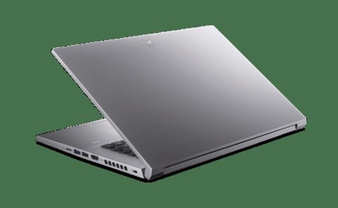 Ноутбук Acer Predator Triton Neo 16 с откинутым экраном и видимыми разъемами сбоку