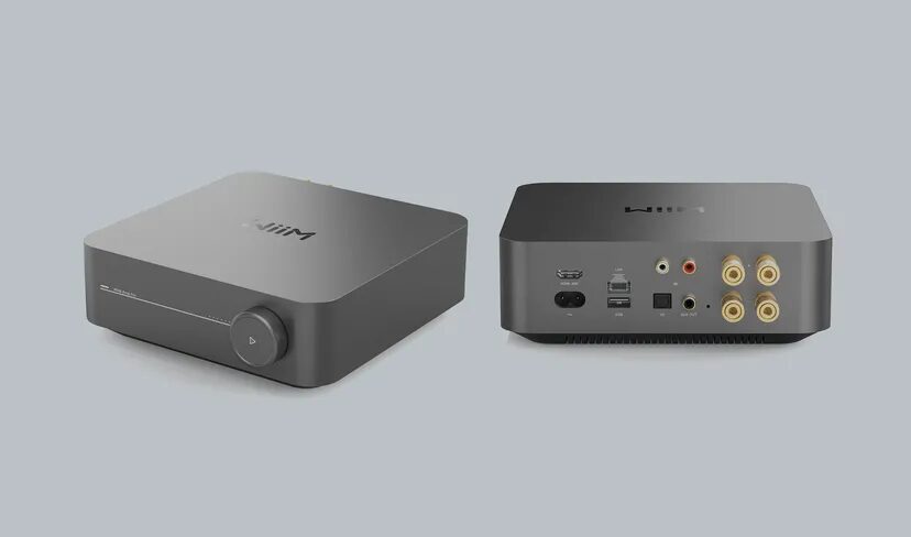 Передняя и задняя панель Wiim Ultra и Amp Pro цифровые аудиопроигрыватели