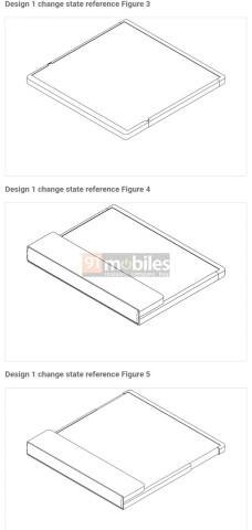 Изображение складного растягиваемо-складного гаджета Samsung с подключаемой клавиатурой вид сбоку