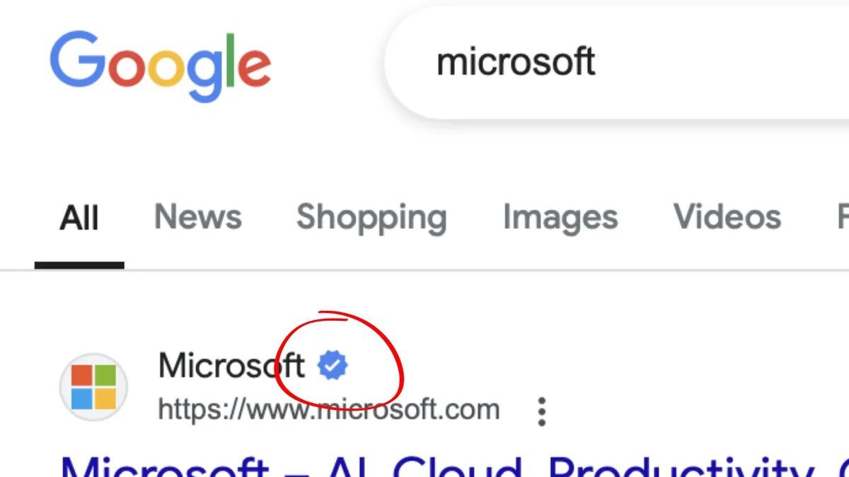 Google тестирует галочки в поиске для подтверждения подлинности