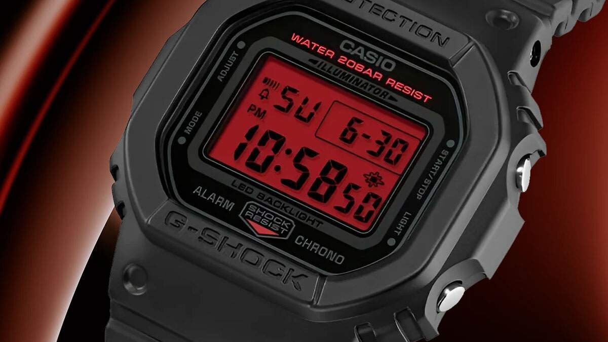 G-SHOCK представила новую модель DW-5600BBR-1 с янтарной подсветкой