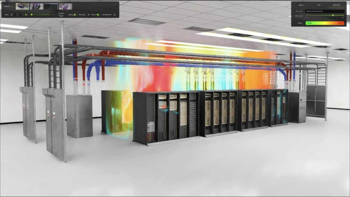 серверные шкафы и кабельные трассы в серверной комнате