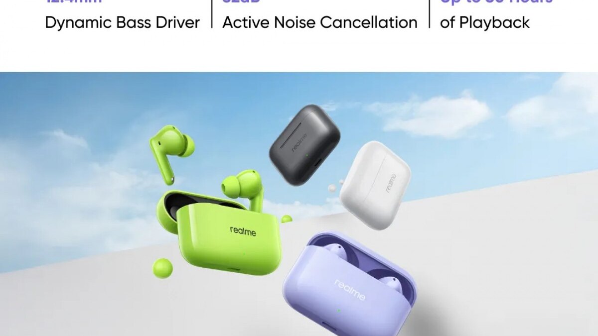 Realme Buds T200 с активным шумоподавлением и поддержкой LDAC выйдут 24 июля
