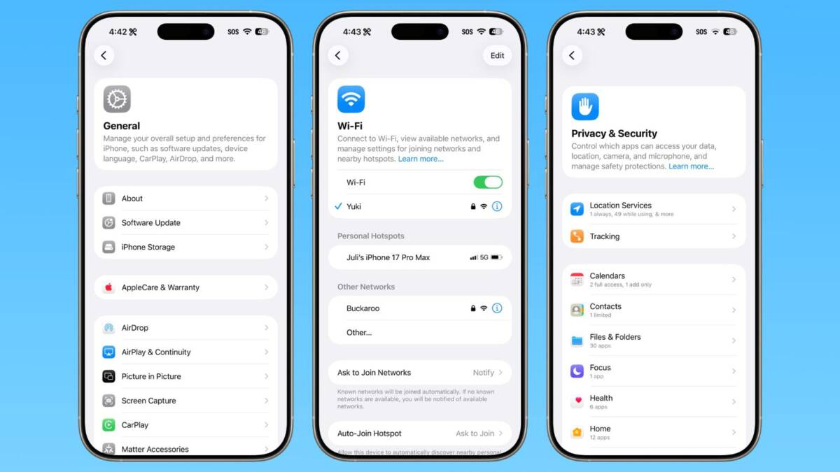 Что нового в iOS 26.1 Beta 2: изменения в будильниках, настройках и iPad 14 ios 26 1 left aligned settings