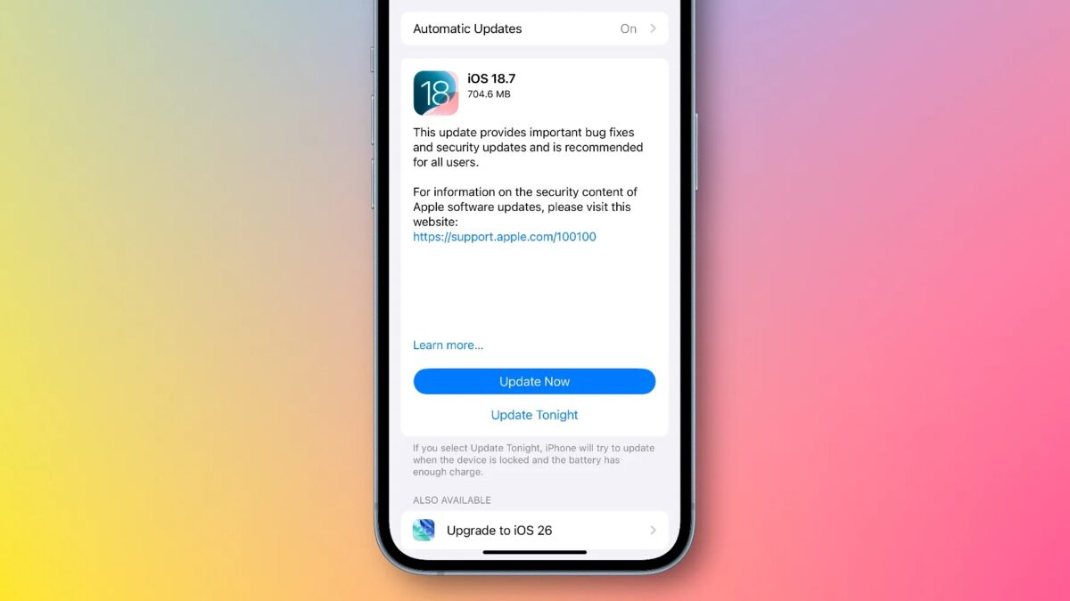 iOS 26.1 стала рекомендуемым обновлением для пользователей, которые остаются на iOS 18