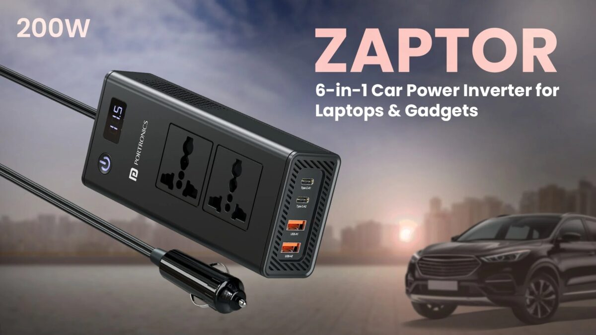 Portronics представила Zaptor — автомобильный инвертор на 200 Вт для питания устройств в дороге