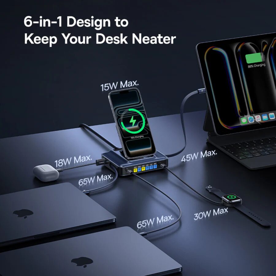 Baseus выпустила настольную зарядную станцию Nomos NH21 с мощностью до 245 Вт