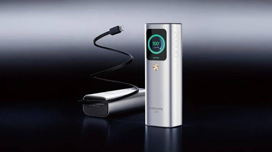 Dreame выпустила 165W пауэрбанк с встроенным кабелем и умным дисплеем