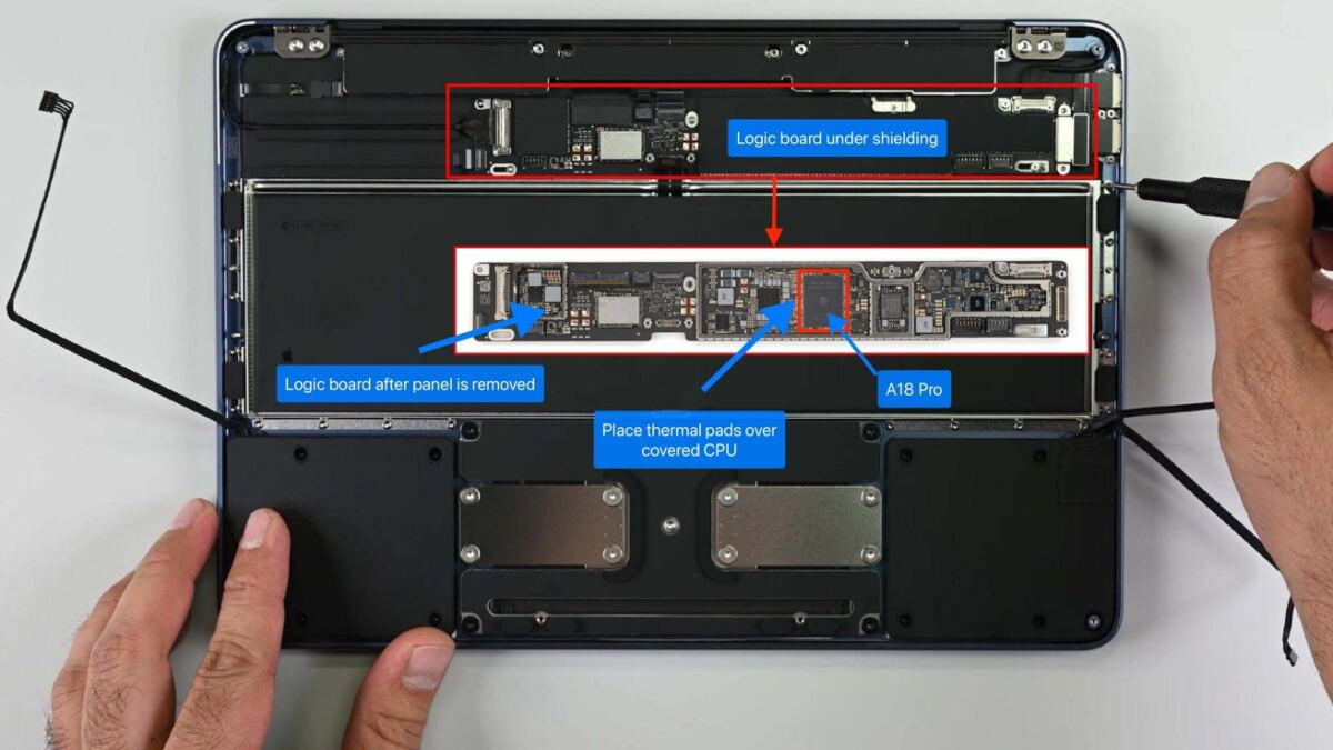 Мод с тепловыми прокладками для MacBook Neo увеличивает скорость, но есть риски