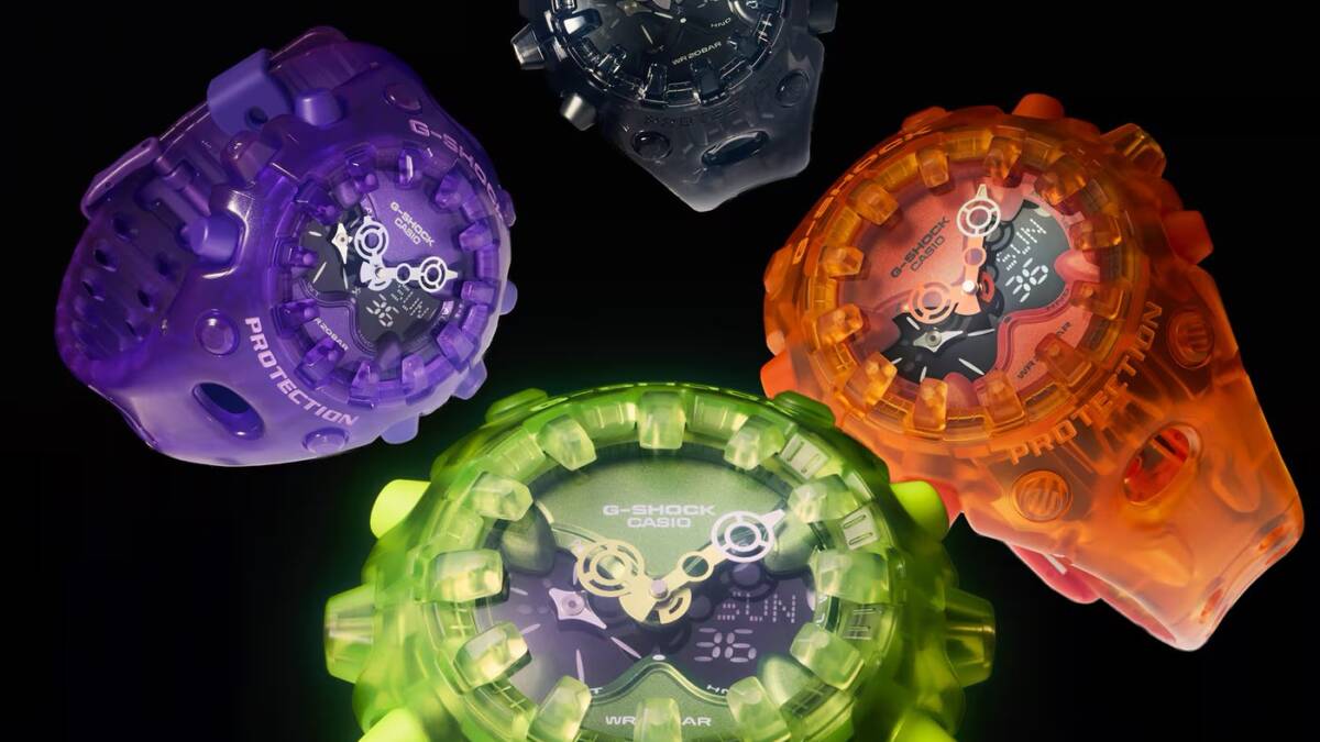 Casio обновила серию часов GA-V01 прозрачными моделями с яркими акцентами