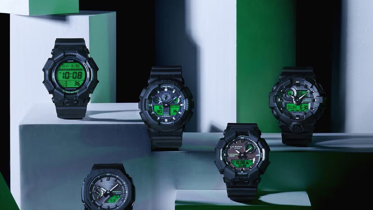 Casio представила серию G-Shock Black and Electro Green с яркими акцентами