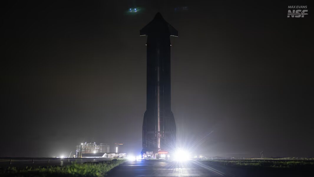 Starship V3 вывезли на старт перед полётом 15 мая